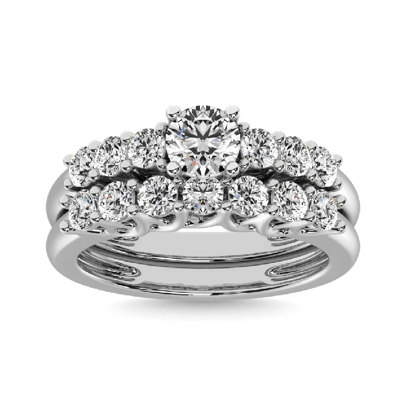 Custom engagement ring design for women-Diamond 1 ct tw Round Bridal Ring in 14K White Gold