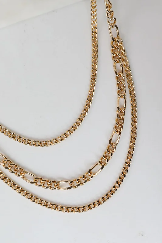 Luxury gemstone necklace for women-Quinn Gold Layered Chain Necklace