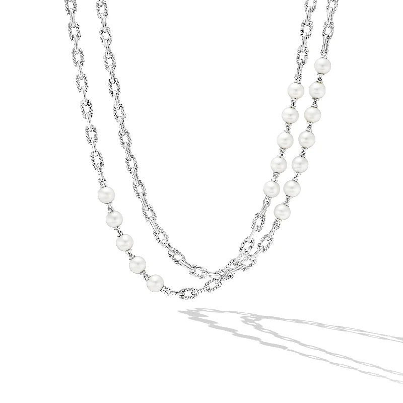 Simple gold necklace for women-DY Madison® Chain Necklace in Sterling Silver with Pearls\, 6mm