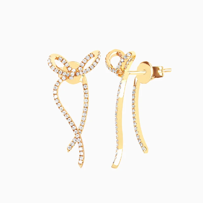 Unique drop earrings for women-Diamond Bow Earring