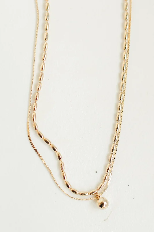 Classic gold necklace for women-FINAL SALE - Addison Gold Layered Chain Necklace