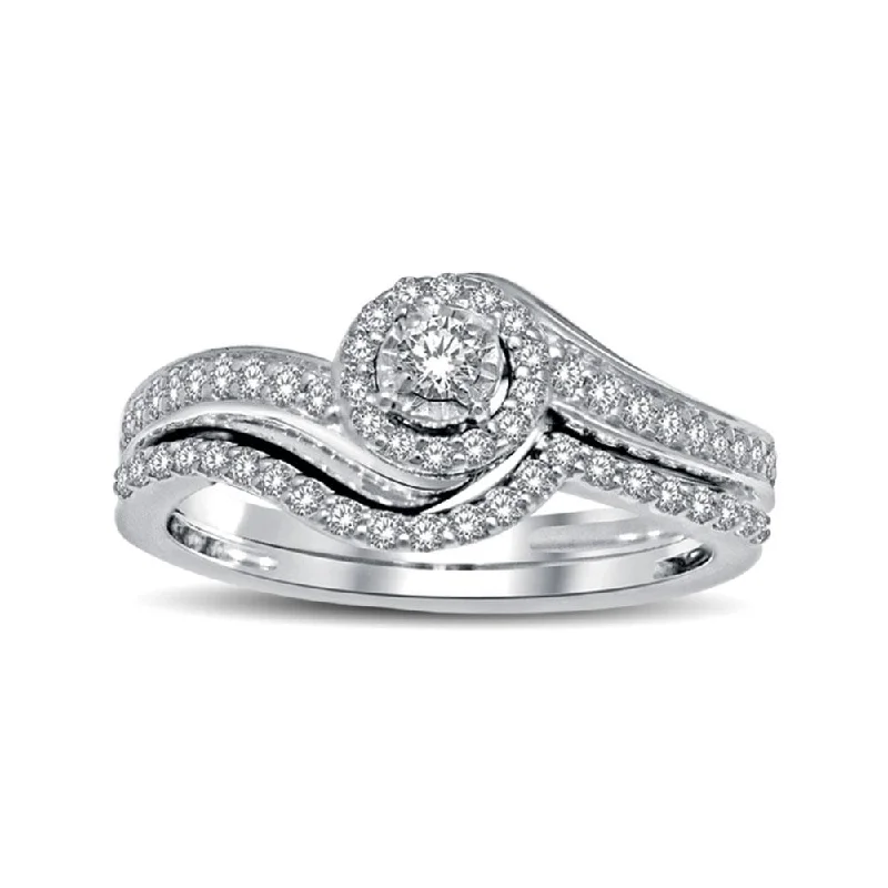 Luxe engagement ring for women-10K White Gold 2/5 Ctw Diamond Bridal Ring