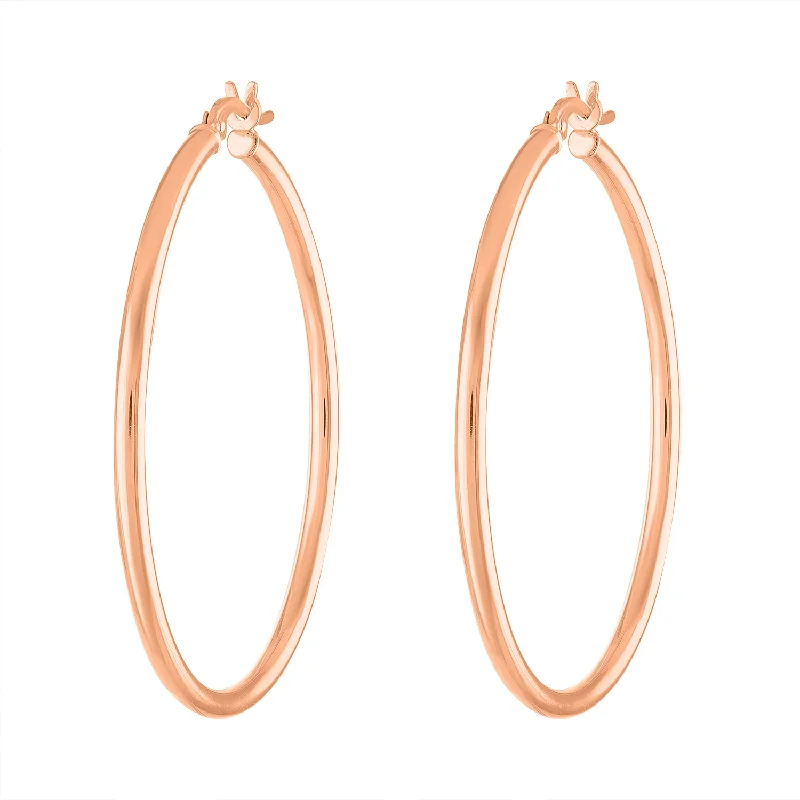 Long earrings for women-14KT GOLD LARGE THIN HOOP EARRING