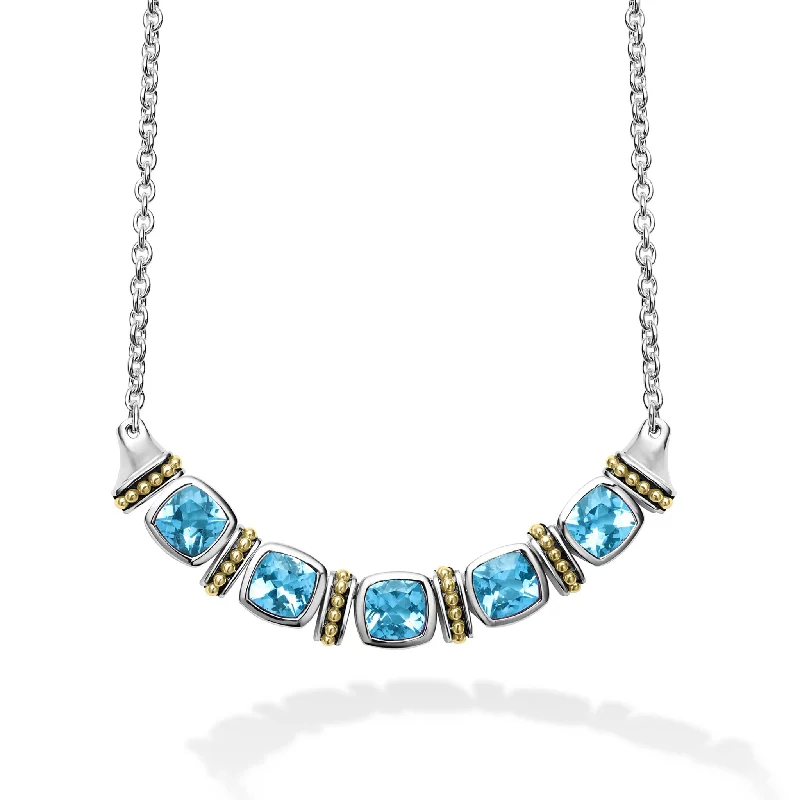 Elegant necklace for women-Rittenhouse Five Station Swiss Blue Topaz Necklace