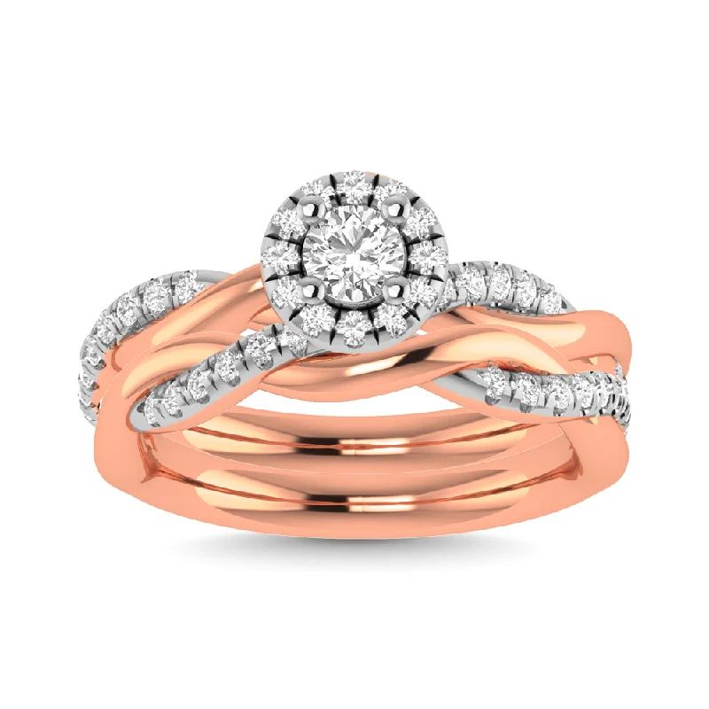 Halo engagement ring with diamonds for women-Diamond 3/4 Ct.Tw. Bridal Ring in 14K Two Tone