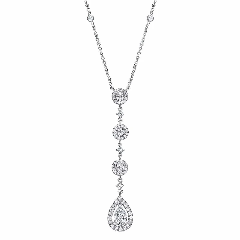 Gold chain necklace for women-Pearfection 1.30 ct Drop Pendant of Diamonds in 18K White Gold