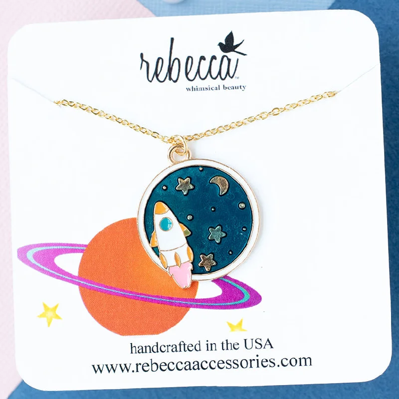 Long necklace for women-Space Enamel Charm Pendant Necklace Children's Jewelry