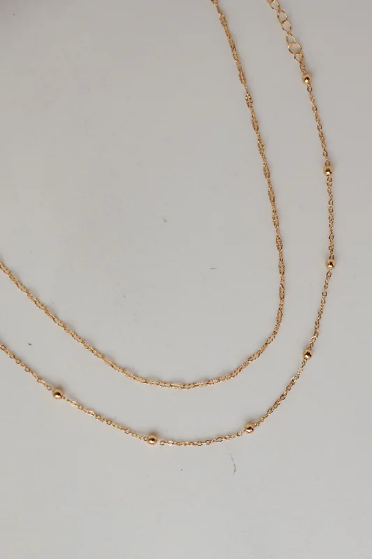 Stylish gold necklace for women-Jodie Gold Layered Chain Necklace