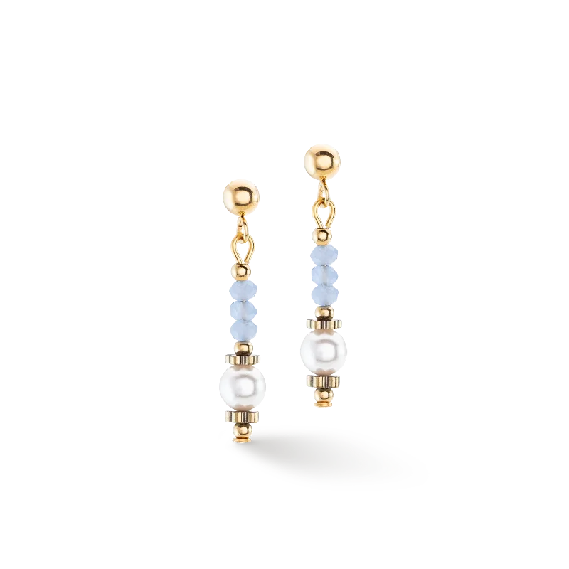 Statement drop earrings for women-Earrings Little Twinkle Pearl Mix light blue