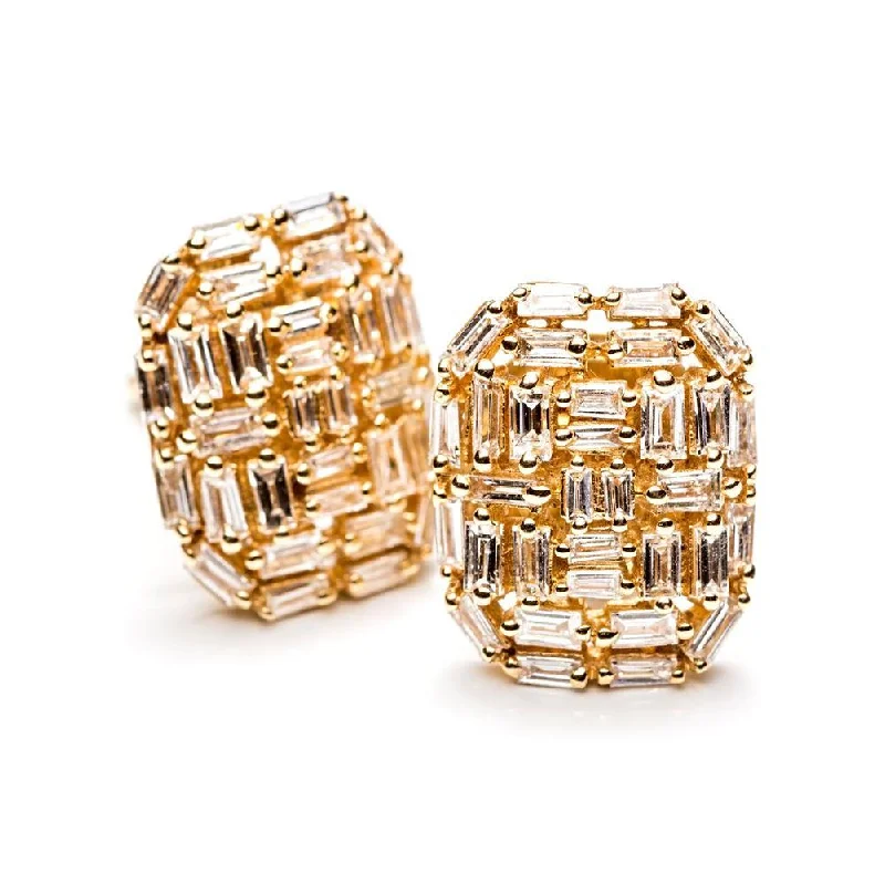 Multi-layer earrings for women-Baguette Deco Shield Earrings