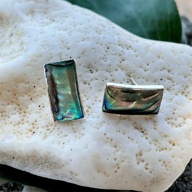 Sapphire earrings for women-Abalone Wave Earrings - Sterling Silver, Indonesia