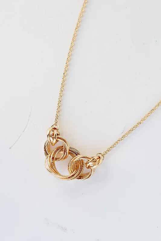 Vintage pendant necklace for women-FINAL SALE - Caroline Gold Circle Link Necklace