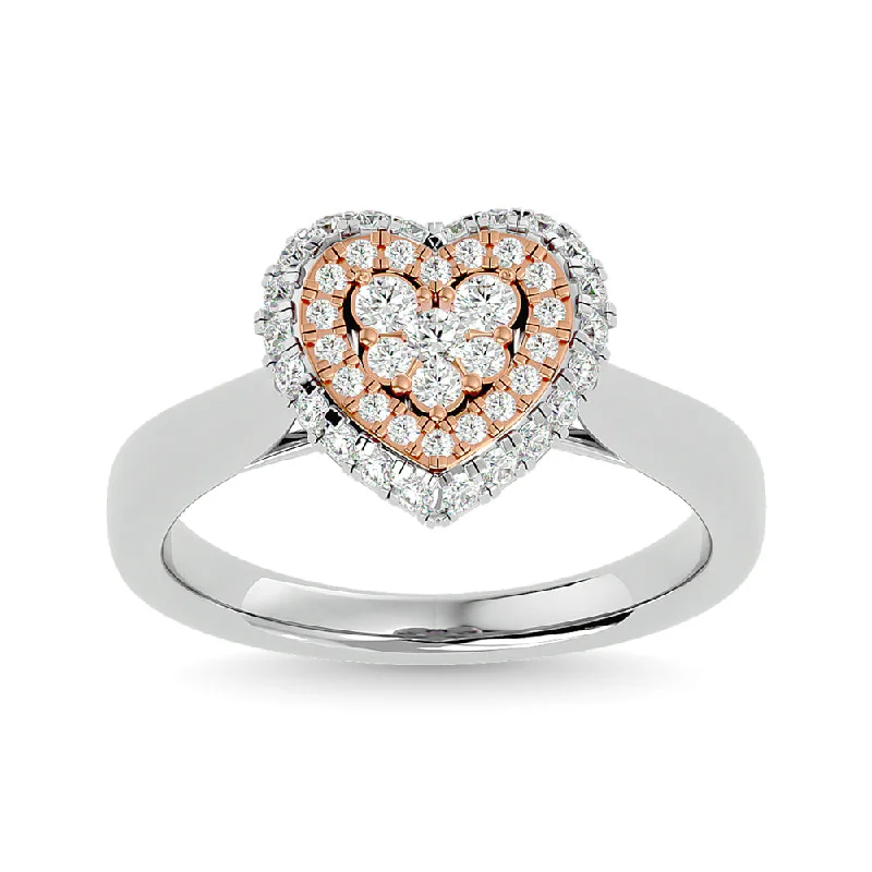 Designer engagement ring for women-Diamond 1/2 Ct.Tw. Cluster Heart Ring in 14K Two Tone Gold