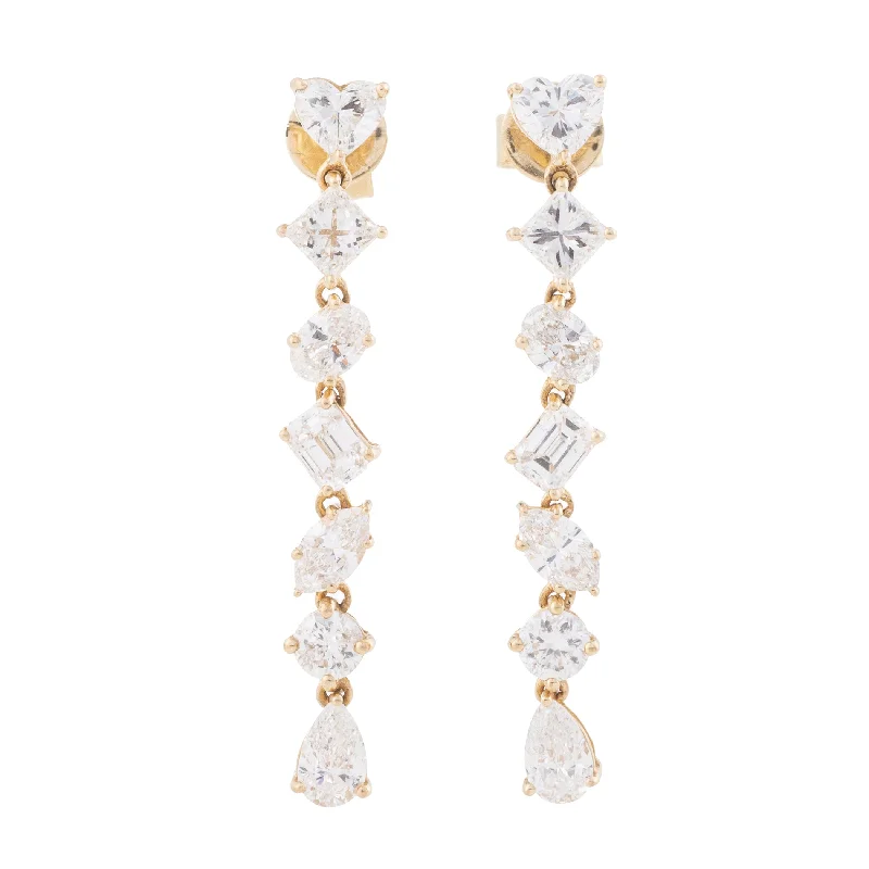 Simple gold earrings for women-Petite Diamond Charm Dangles