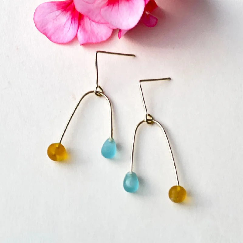 Statement earrings for women-Sea Glass Mobile Earrings - Sun/Sky, India