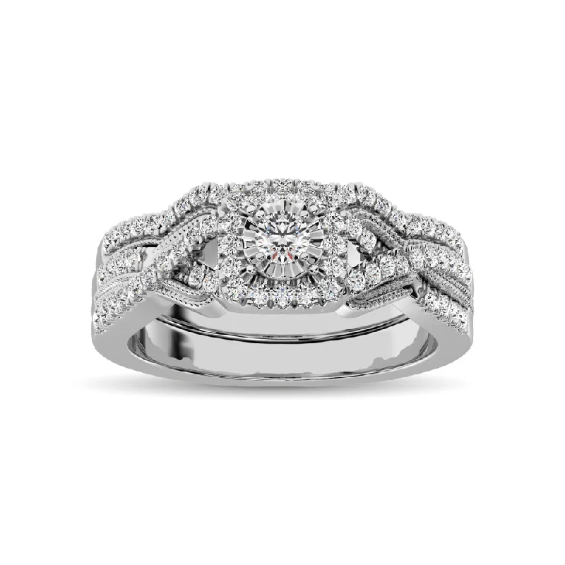 Moissanite engagement ring for women-10K White Gold 1/2 Ct.Tw. Diamond Bridal Ring