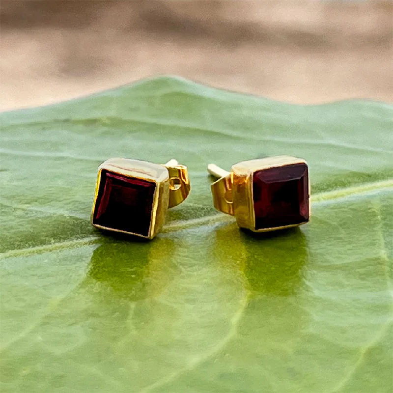 Trendy earrings for women-Garnet Lover's Studs, India