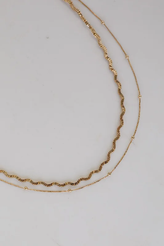 Chain necklace for women-Aubree Gold Layered Chain Necklace