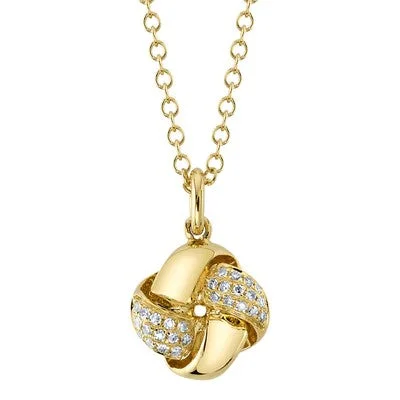 Boho necklace for women-0.05CT DIAMOND LOVE KNOT NECKLACE