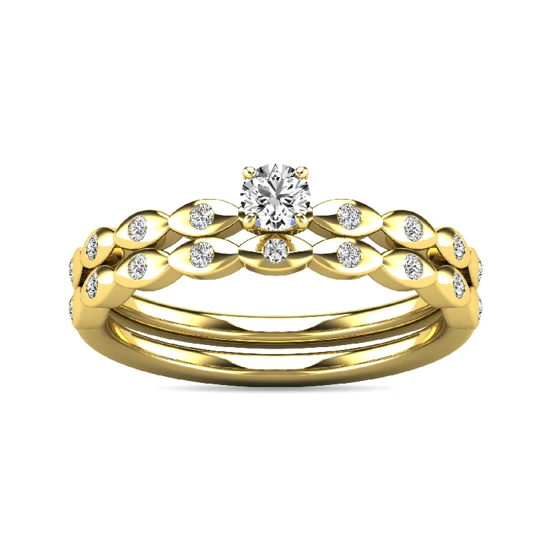 Diamond eternity engagement ring for women-Diamond 1/3 ct tw Bridal Ring in 10K Yellow Gold