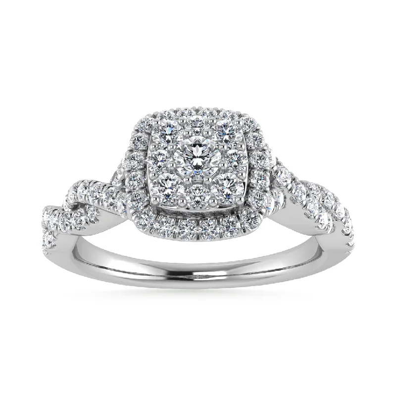 Silver engagement ring for women-Diamond 1/2 Ct.Tw. Bridal Ring in 10K White Gold