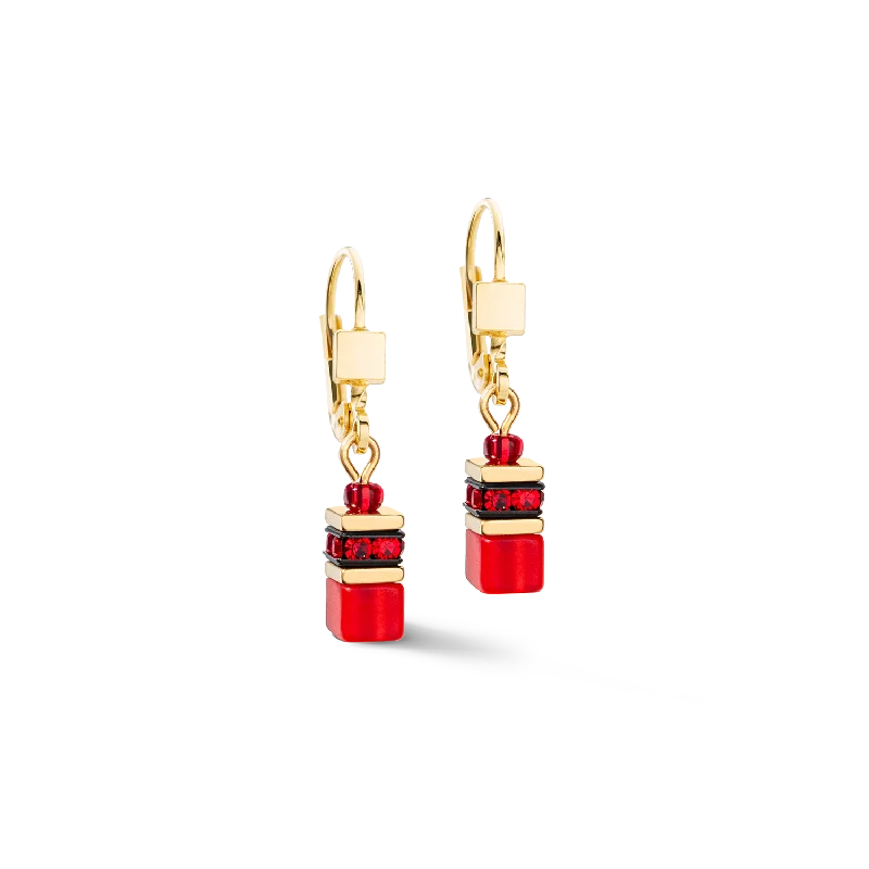 Custom hoop earrings for women-GeoCUBE® Iconic Lite Earrings Red