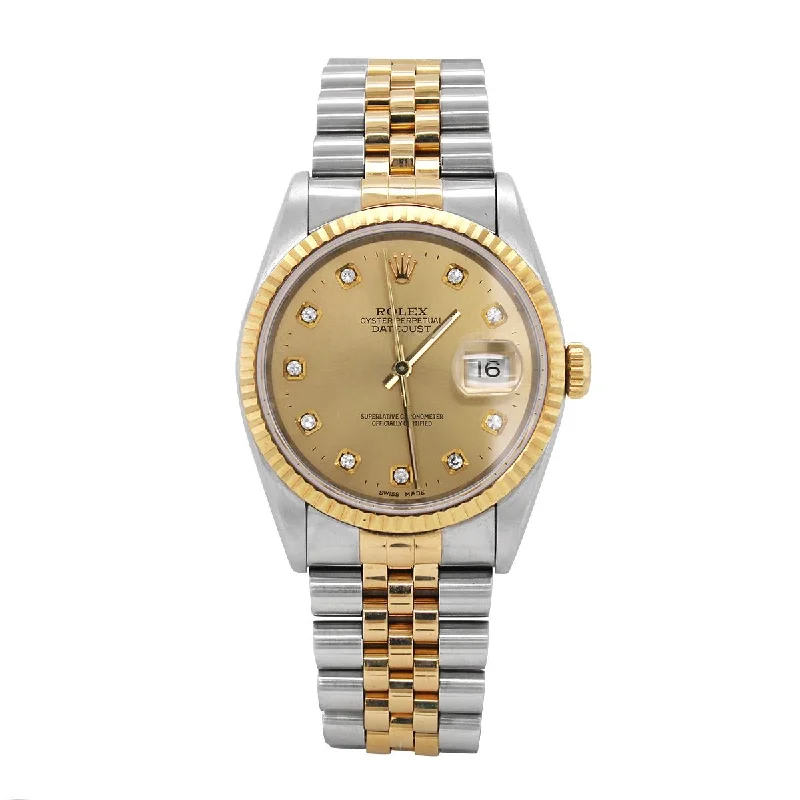 Vintage-style engagement ring for women-MEN'S 1993 ROLEX DATEJUST WITH DIAMOND CHAMPAGNE DIAL, 36MM