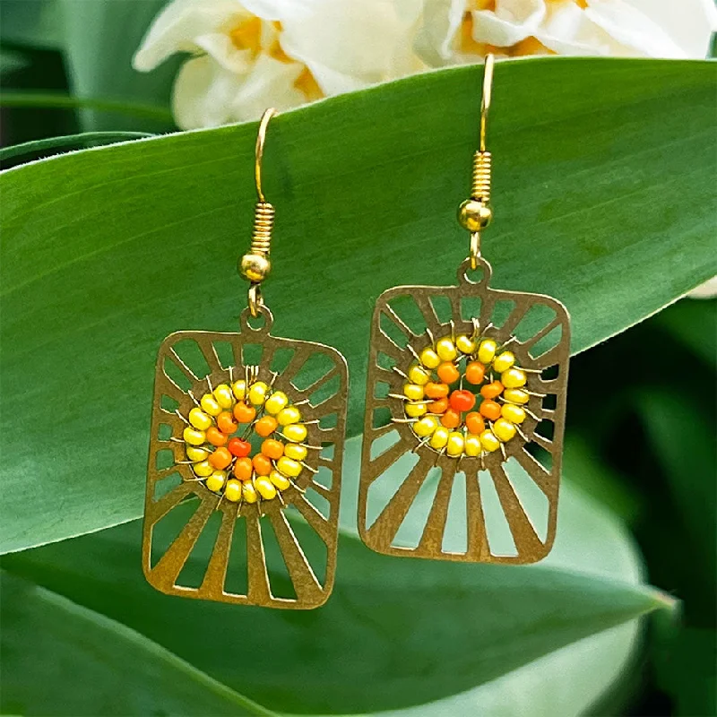 Wedding earrings for women-Sunshine Bead Earrings, Guatemala