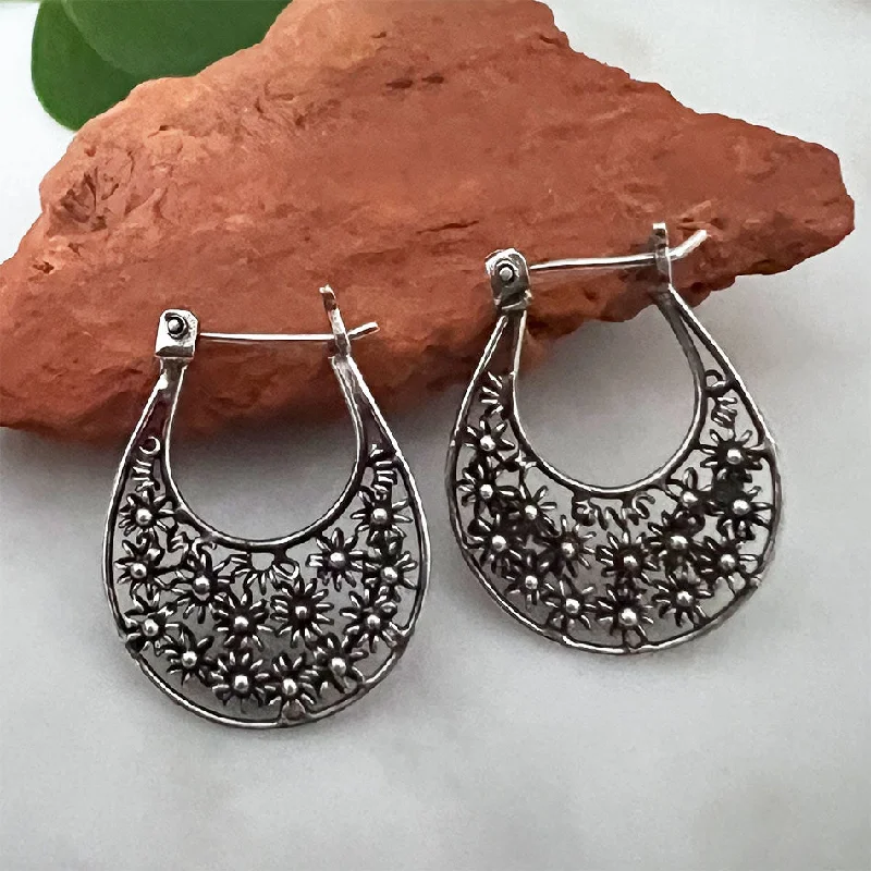 Small earrings for women-Field of Daisies Earrings - Sterling Silver, Indonesia