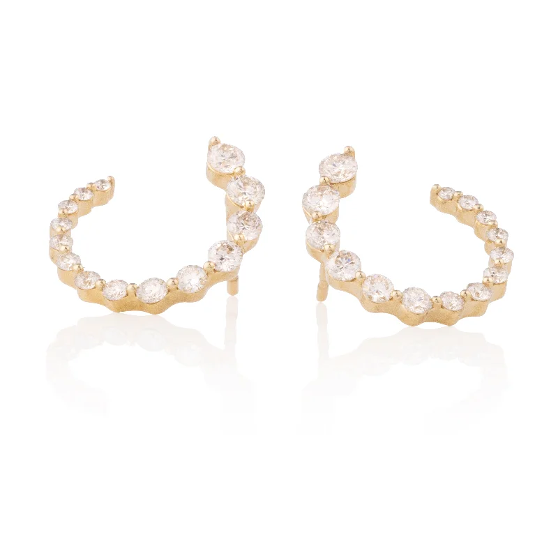 Luxury earrings for women-Gradient Floating Diamond Spiral Earrings