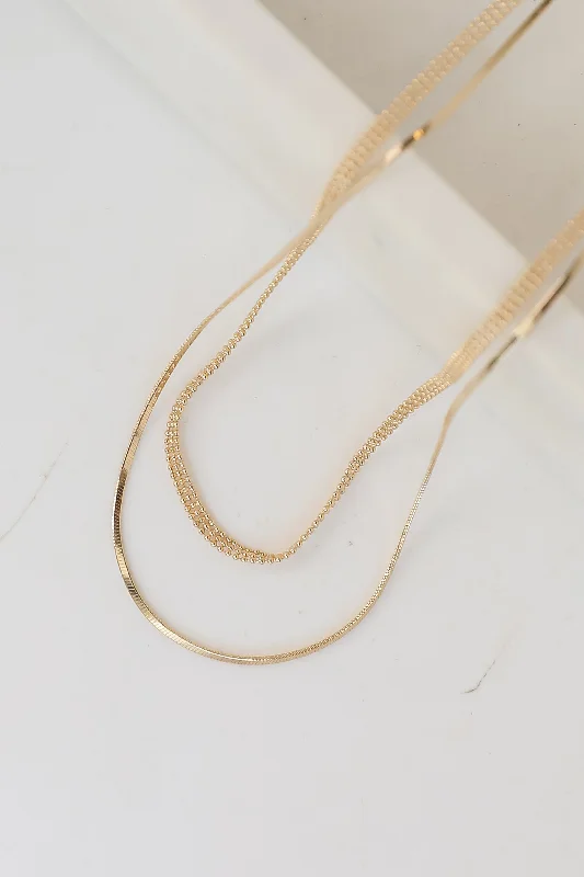 Heart pendant necklace for women-Lydia Gold Layered Chain Necklace