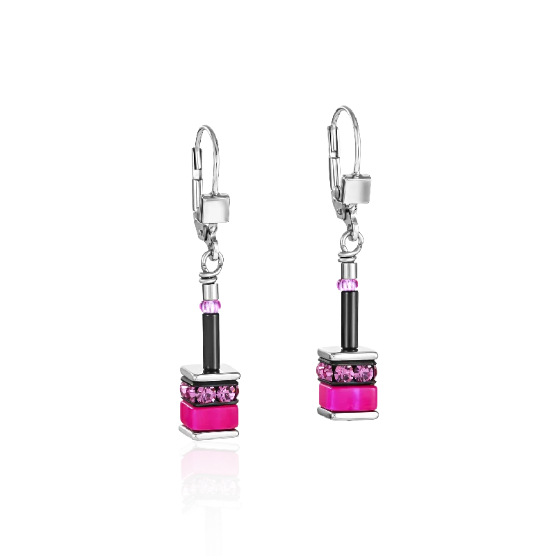 Chunky earrings for women-GeoCUBE® Earrings classic polaris & rhinestone multicolour