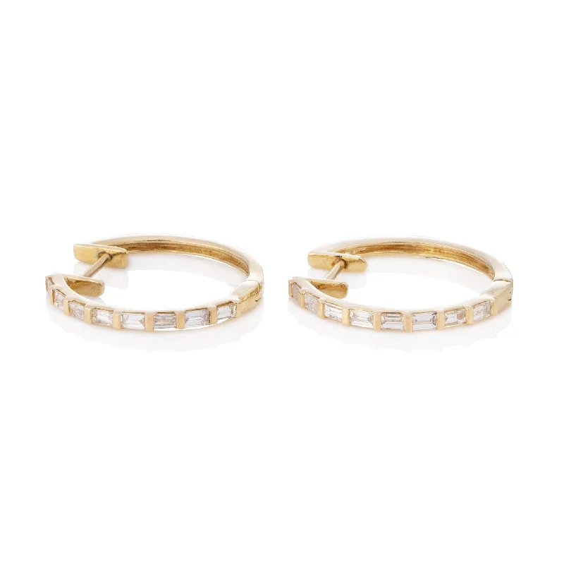 Custom diamond earrings for women-Petite London Baguette Hoops