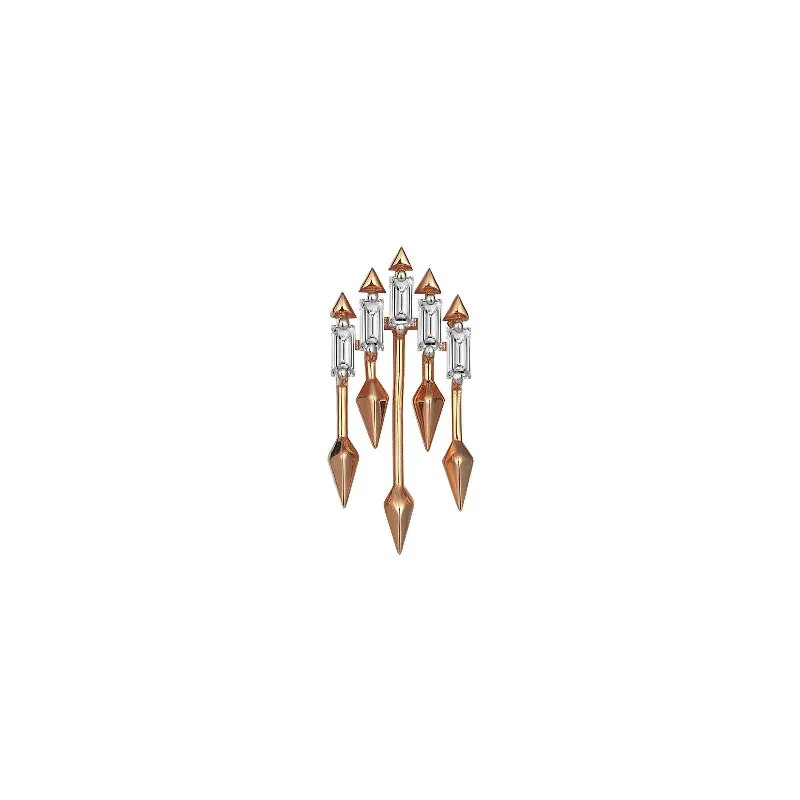 Custom gold earrings for women-Baguette Fence Sabit Earring