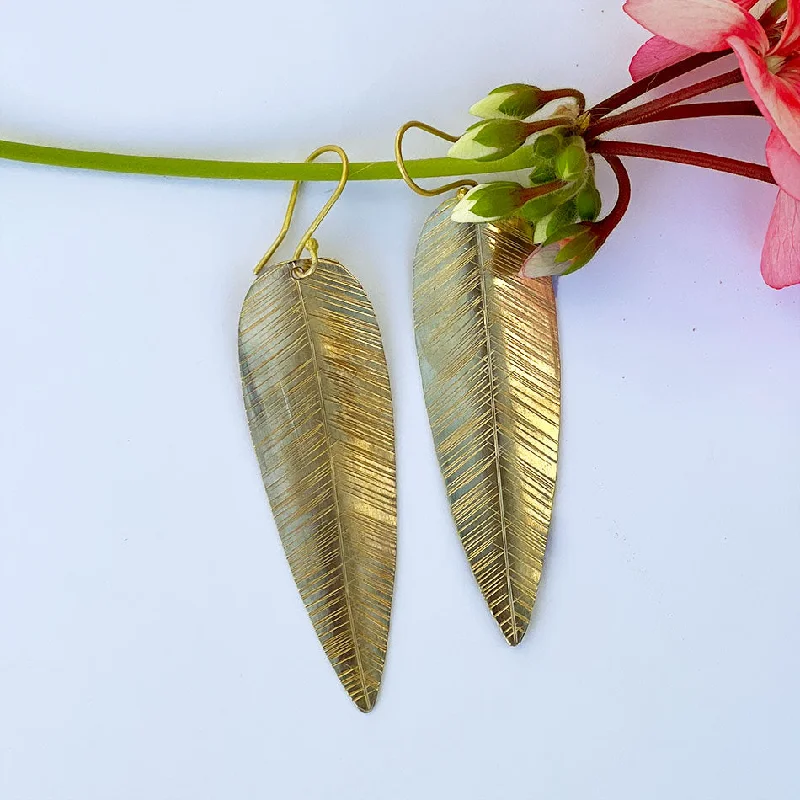 Colored gemstone earrings for women-Laurel Leaf Earrings, India