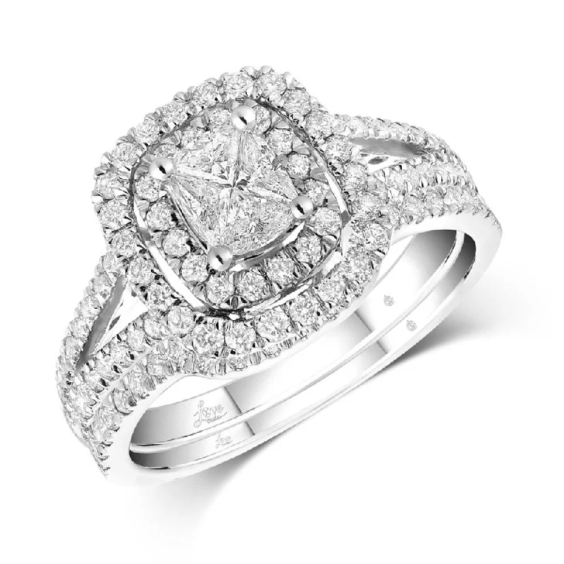 Affordable engagement ring for women-14K White Gold 1 1/4 Ct.Tw.Diamond Bridal Invisible Ring