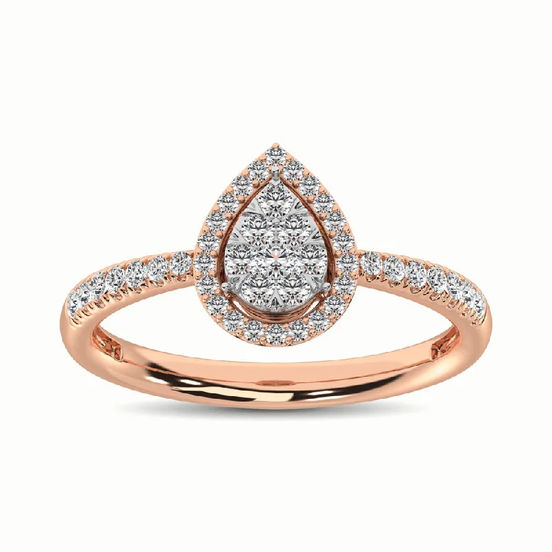 Engagement ring with side stones for women-14K Rose Gold 2/5 Ct.Tw. Diamond Fashion Ring