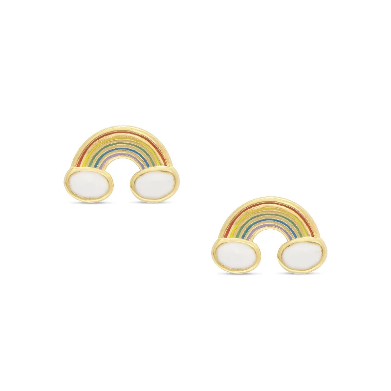 Wedding earrings for women-Rainbow Stud Earrings in Sterling Silver