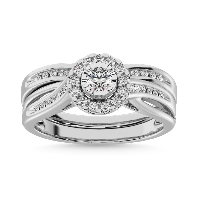 Oval diamond engagement ring for women-Diamond 1/2 Ct.Tw. Bridal Ring in 10K White Gold