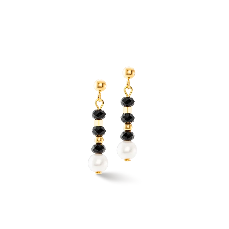 Boho earrings for women-Mystic Pearl earrings gold-black