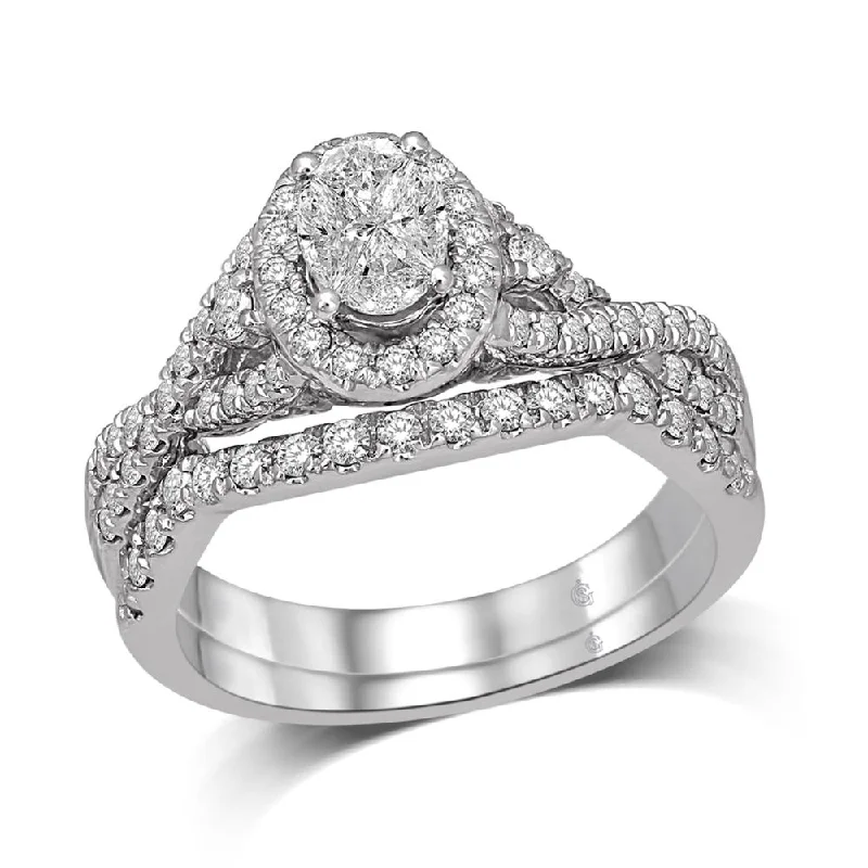 Platinum band engagement ring for women-Lovecuts 14K White Gold  1 Ct.Tw.Diamond Bridal Ring