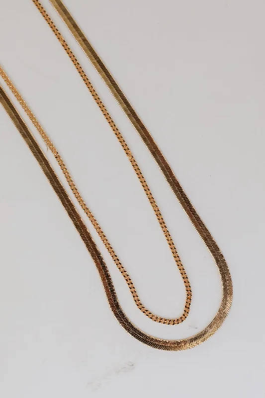 Personalized name necklace for women-Ariana Gold Layered Snake Chain Necklace