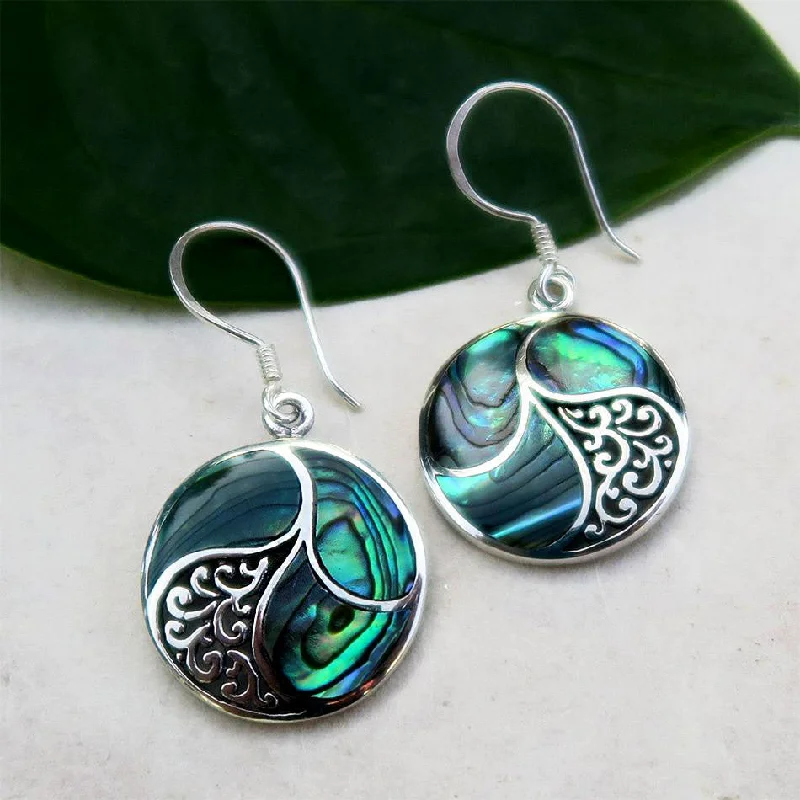 Large hoop earrings for women-Saja Abalone Earrings - Sterling Silver, Indonesia