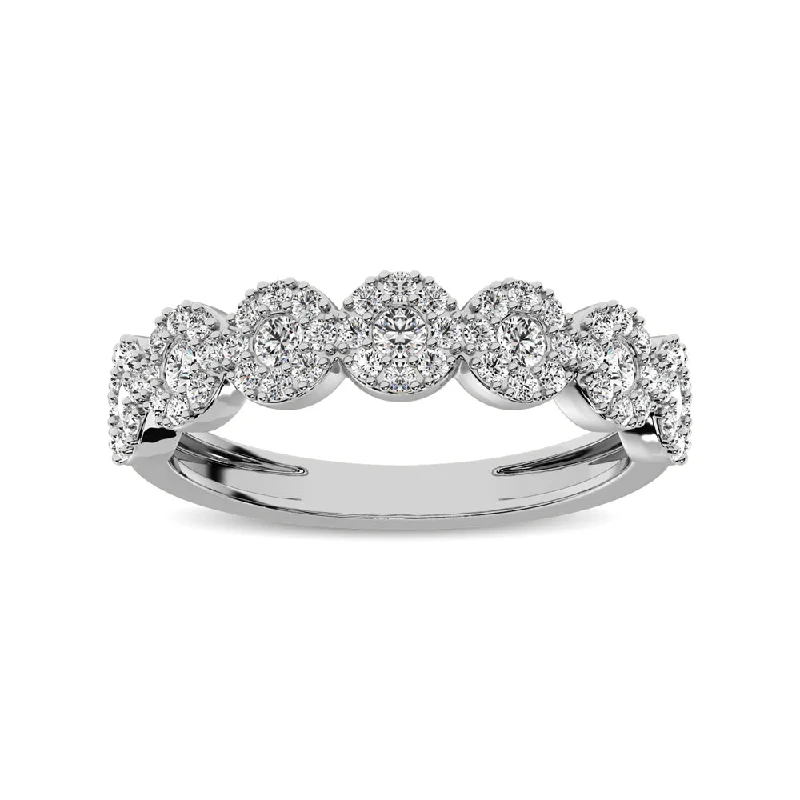 Silver engagement ring for women-14K White Gold 5/8 Ct.Tw. Diamond Round Frame Stackable Band