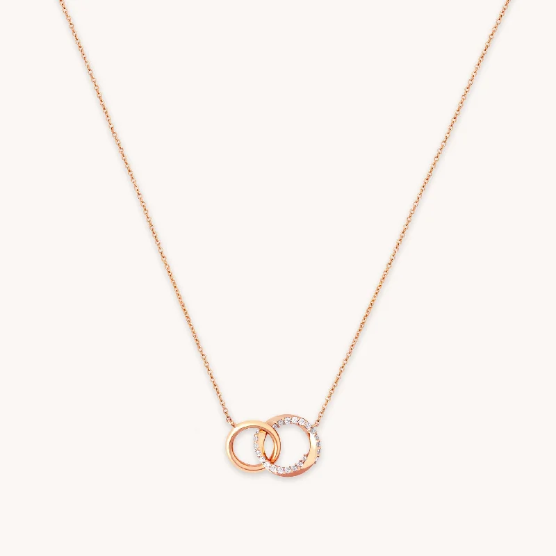 Dainty necklace for women-Orbit Crystal Chain Necklace in Rose Gold