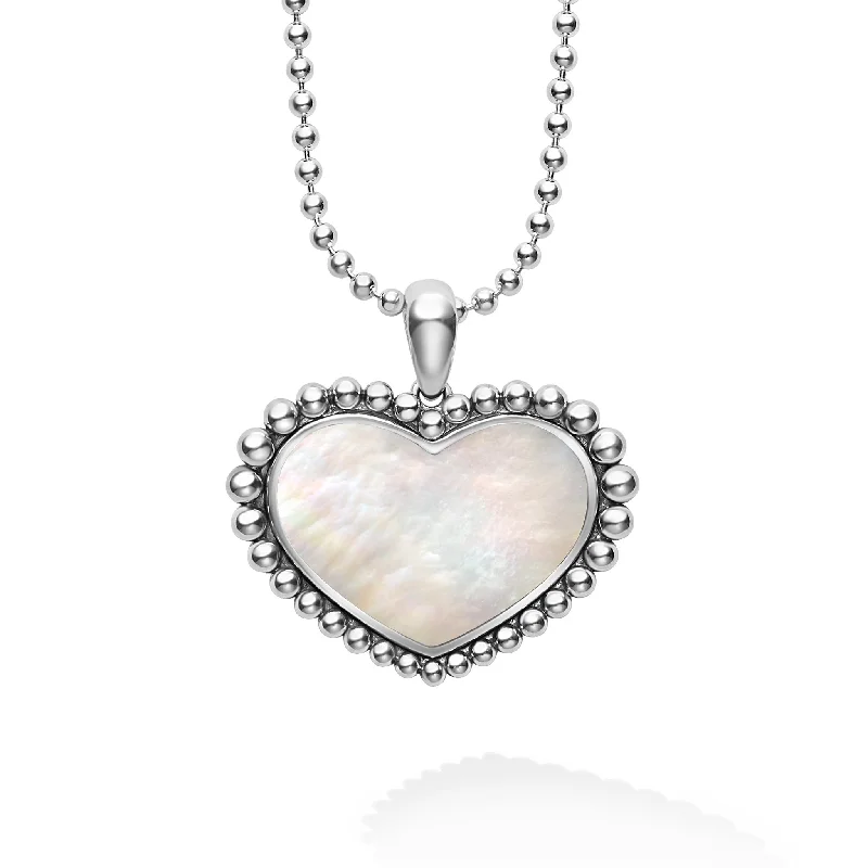 Bar necklace for women-Maya Large Mother of Pearl Heart Pendant Necklace