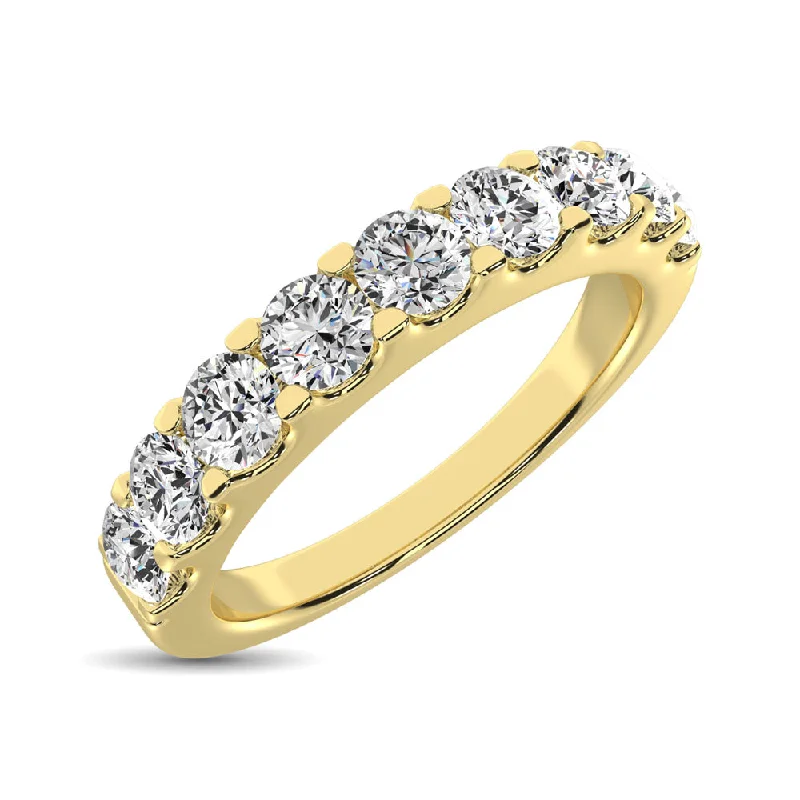 Halo diamond engagement ring for women-14K Yellow Gold Diamond 1 Ct.Tw. 9 Stone Anniversary Band