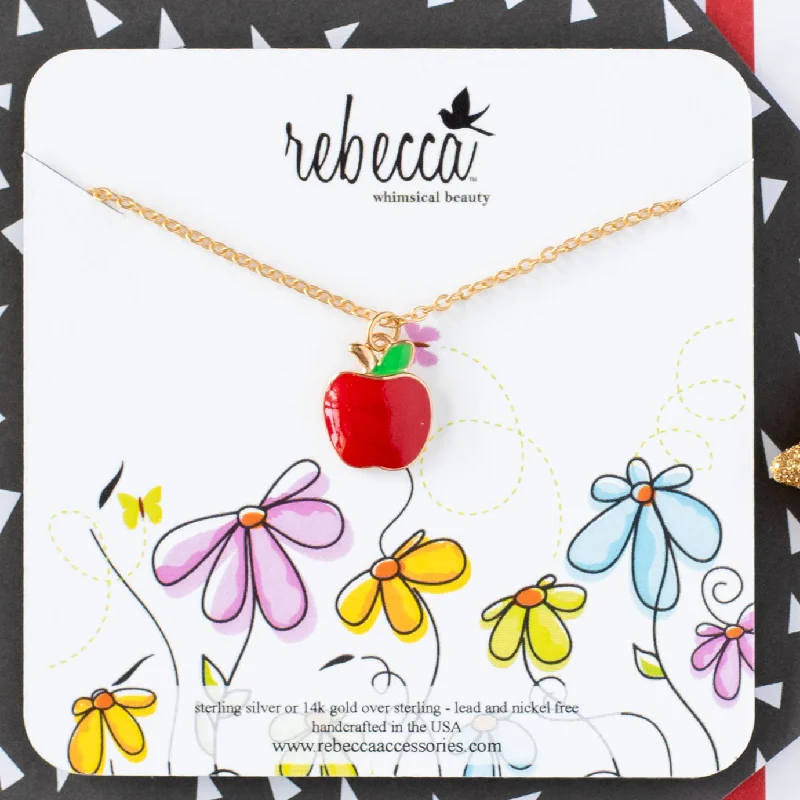 Statement necklace for women-Apple Enamel Necklace Children's