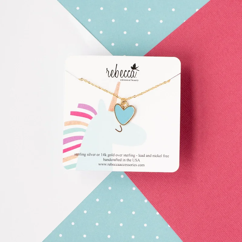 Love necklace for women-Blue Heart Enamel Charm Children's Necklace