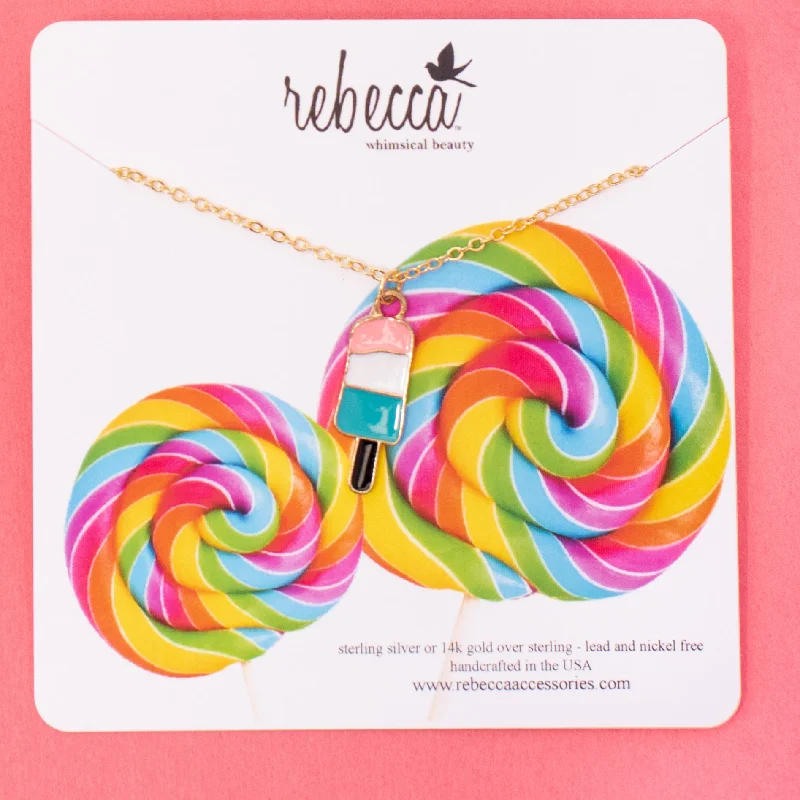 Trendy pendant necklace for women-Three Flavors Ice Cream Enamel Charm Children's Necklace